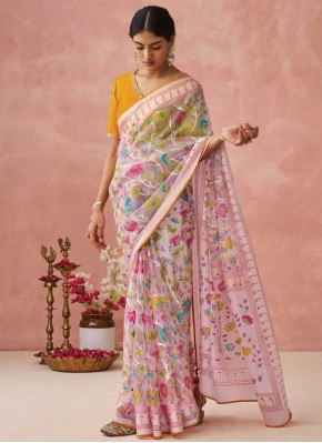 Brasso Pink Print Contemporary Saree