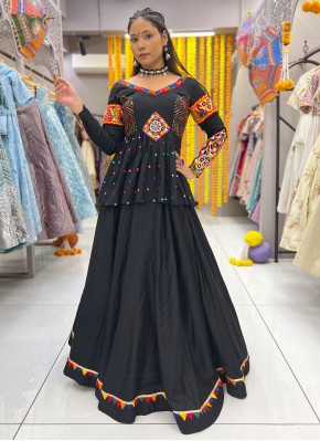 Breathtaking Black Lace Rayon Readymade Lehenga Choli