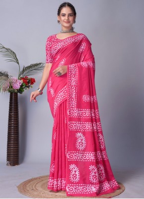 Breathtaking Chanderi Cotton Rani Trendy Saree