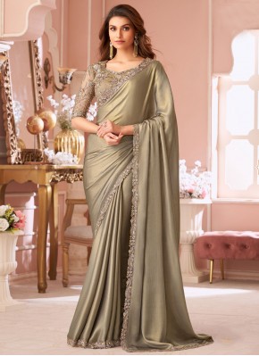 Brown and Grey Color Trendy Saree