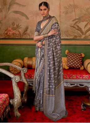 Brown and Grey Party Trendy Saree