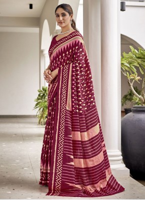 Burgundy Color Classic Saree