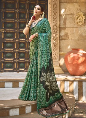 Capricious Handwork Silk Green Classic Saree