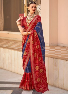 Catchy Silk Navy Blue Designer Saree