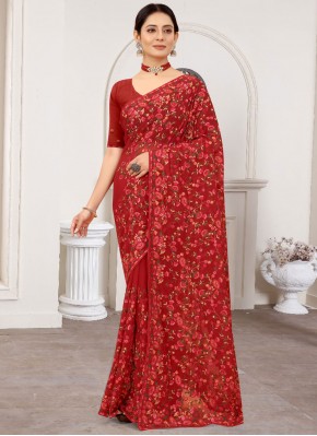 Celestial Georgette Embroidered Designer Saree