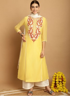 Chanderi Yellow Trendy Salwar Kameez