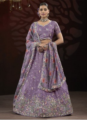 Charismatic Embroidered Lavender Lehenga Choli