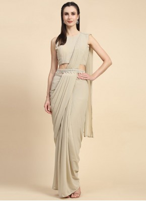 Charismatic Plain Beige Designer Saree