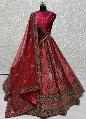 Charming Embroidered Red Designer Lehenga Choli