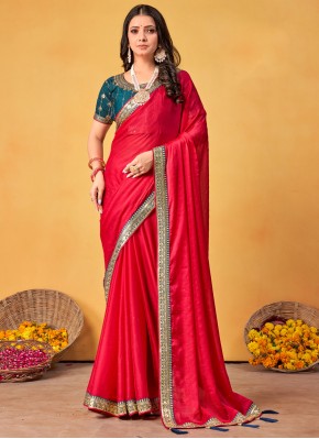 Charming Rani Embroidered Rangoli Contemporary Sar