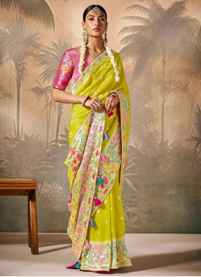 Charming Woven Silk Green Contemporary Saree