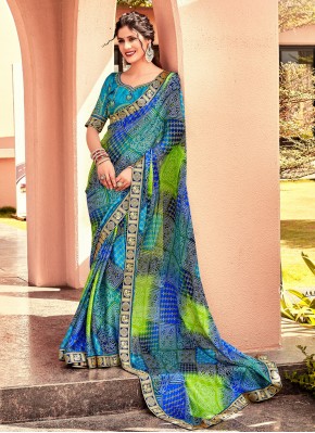 Chiffon Designer Classic Saree in Blue