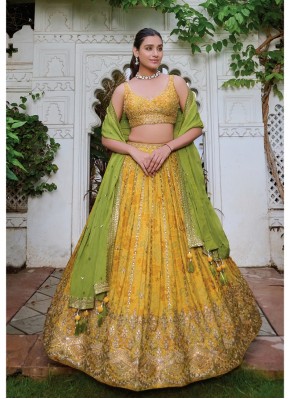 Chiffon Designer Readymade Lehngha Choli for Haldi