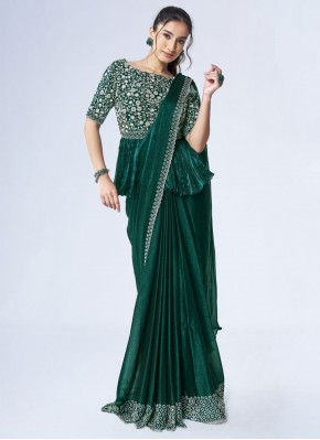 Chiffon Green Designer Saree