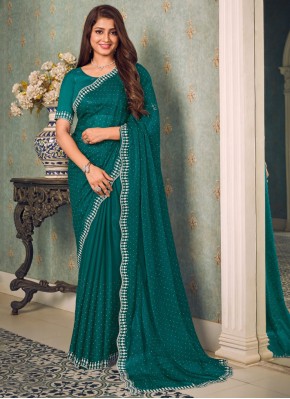 Chiffon Swarovski Morpeach  Classic Saree