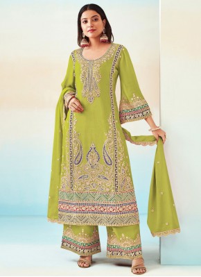 Chinon Designer Salwar Kameez in Green