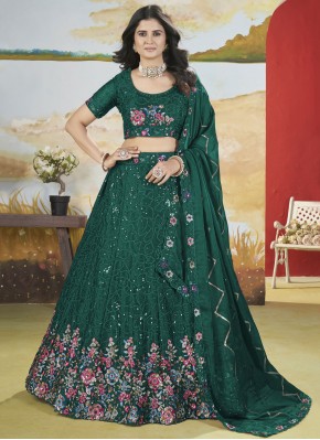 Chinon Sequins Green Trendy Lehenga Choli