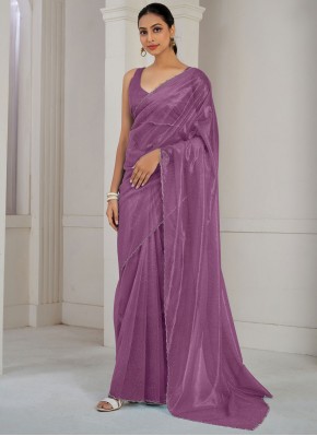 Classic Saree Swarovski Organza in Purple