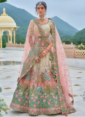 Classical Stone Silk Sea Green Trendy Lehenga Choli