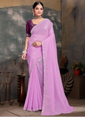 Compelling Sequins Lavender Designer Saree