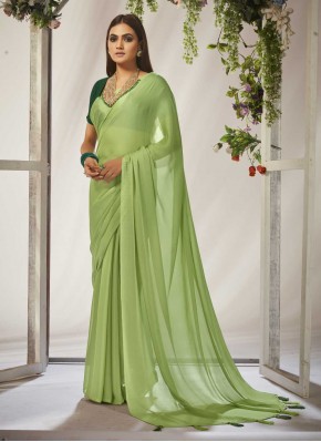 Competent Designer Crush Green Classic Saree
