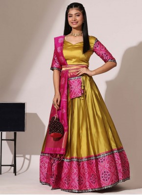 Conspicuous Gold and Yellow Silk Lehenga Choli