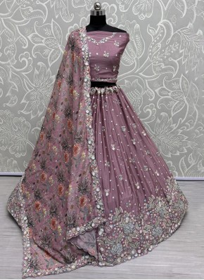 Conspicuous Sequins Chinon Purple Trendy Lehenga Choli