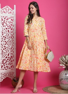 Cotton Designer Kurti in Peach