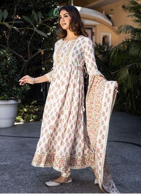 Cotton Designer Salwar Suit in Cream