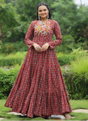 Cotton Maroon Mirror Trendy Gown