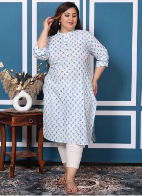 Cotton Party Wear Kurti in Off White