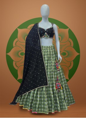 Cotton Traditional Print Sleeveless Chaniya Choli for Mehndi