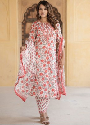 Cotton White Readymade Salwar Kameez