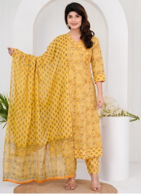 Cotton Yellow Salwar Kameez