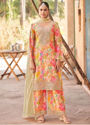 Cream Chinon Trendy Salwar Kameez