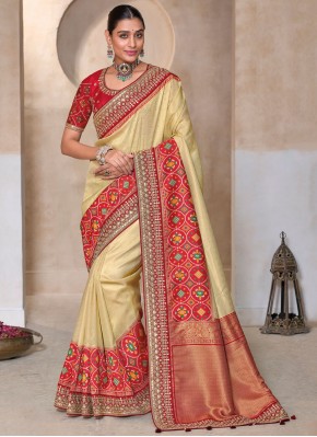 Cream Party Kanjivaram Silk Classic Saree