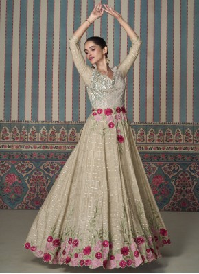 Cream Silk Readymade Gown