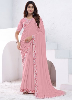 Crepe Silk Pink Traditional Saree