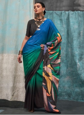 Crepe Silk Traditional Saree in Multi Colour