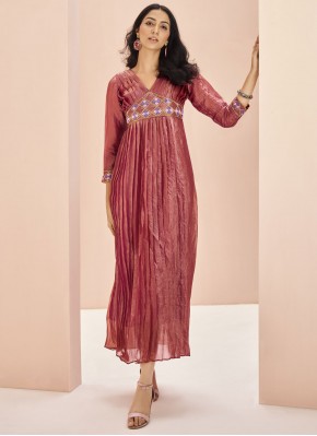 Crimson Embroidered Casual Kurti