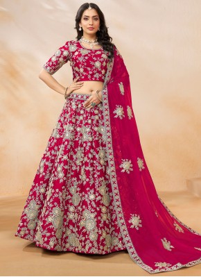 Crimson Embroidered Ceremonial Trendy Lehenga Choli