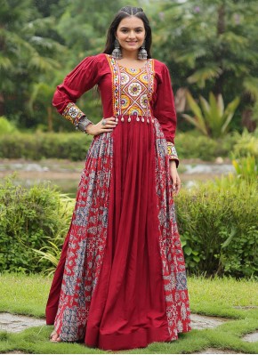 Crimson Festival Rayon Trendy Gown