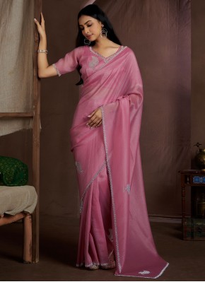 Crush Swarovski Pink Contemporary Saree