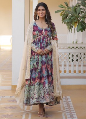 Customary Multi Colour Sequins Designer Gown
