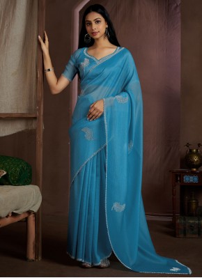 Cutdana Crush Classic Saree in Blue