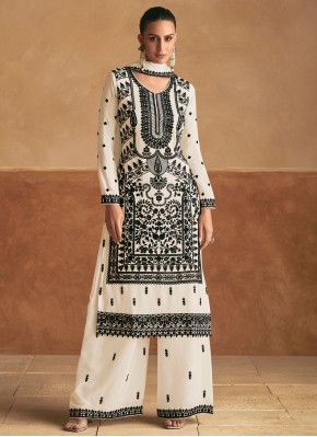 Cute Embroidered Ceremonial Palazzo Salwar Kameez