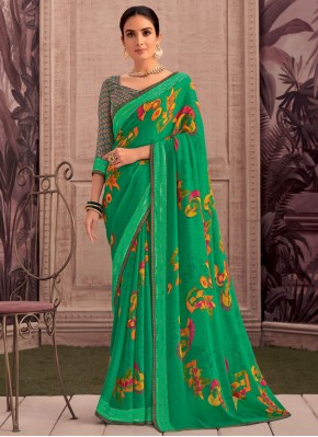 Dainty Green Casual Trendy Saree