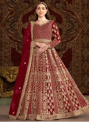 Dainty Maroon and Rani Floor Length Gown