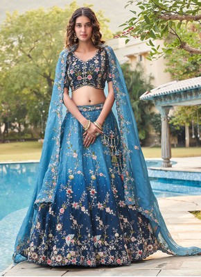 Dazzling Stone Work Blue Lehenga Choli