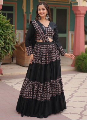 Delectable Printed Black Readymade Lehenga Choli